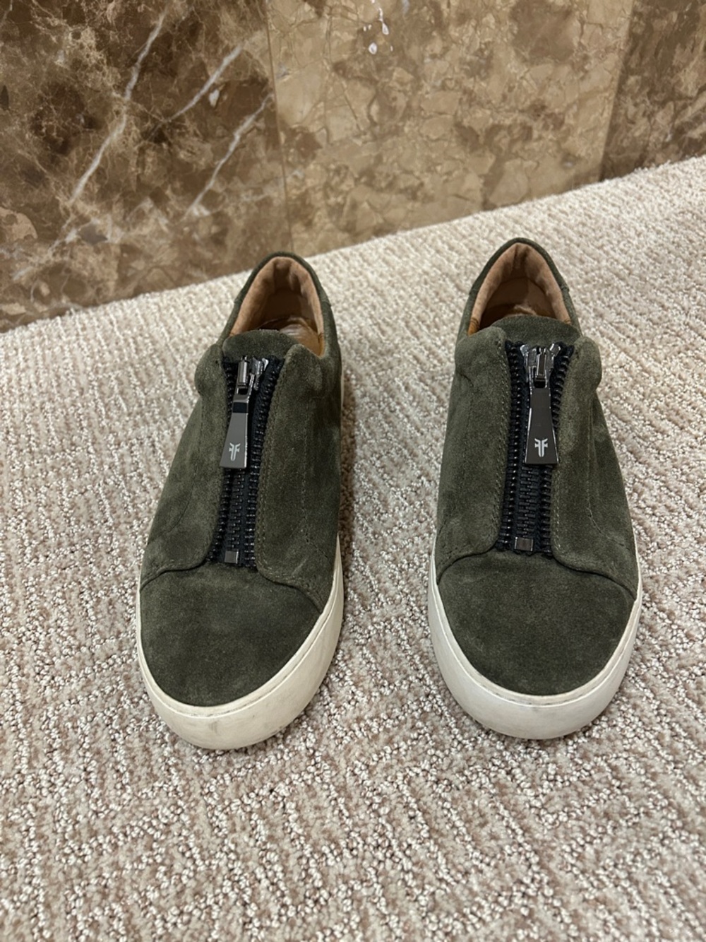 Frye Lena Zip Suede Slip-ons